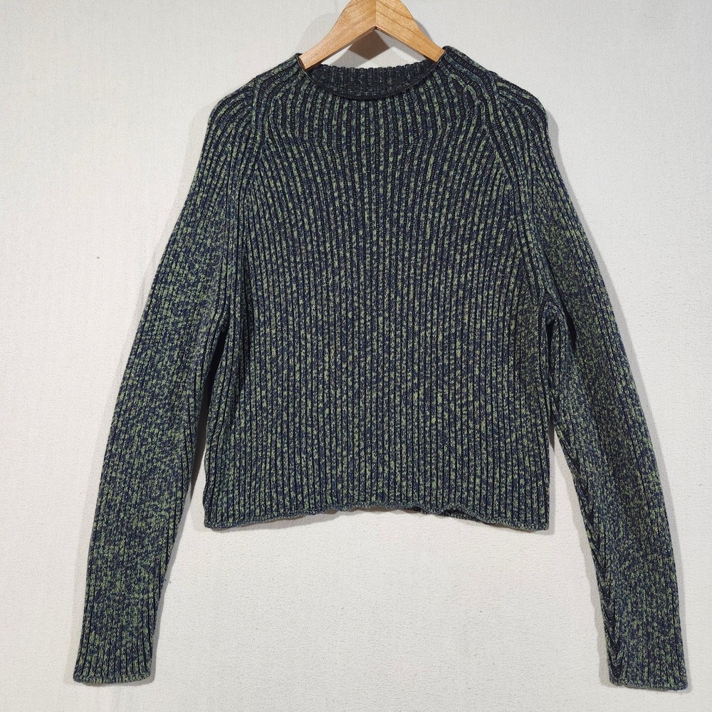 Lululemon Merino Wool Blend Ribbed Knit Sweater Black Green Size 10 LW3GKGS